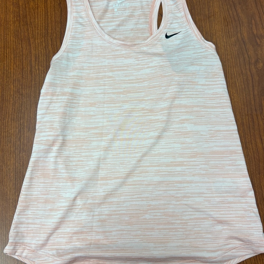 Nike Dri Fit Womens Size XS  Gray Athletic Logo Tank Top Coral Pink - Picture 2 of 6